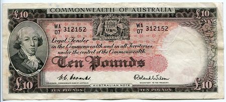 Australian Banknotes Australian Pre Decimal Banknotes Ten Pound