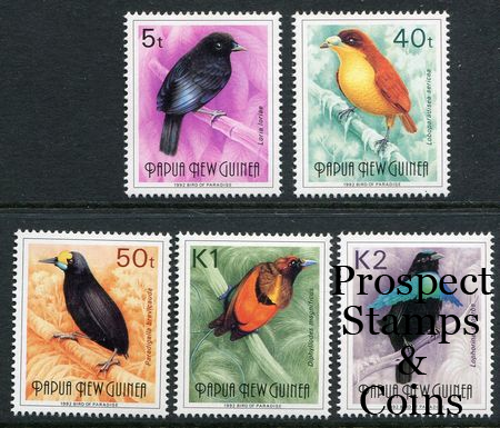 Stamps - World :: Papua New Guinea MUH Stamps :: 1992 Birds of Paradise ...