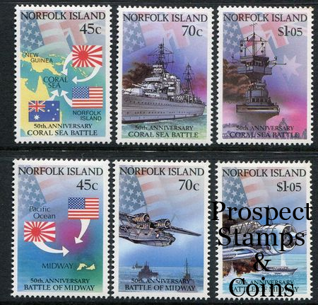 Stamps - World :: Norfolk Island MUH Stamps :: 1992 Coral Sea - Midway ...